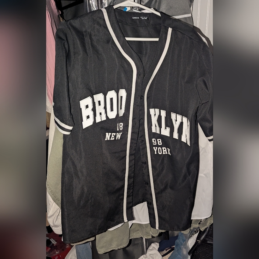 Black Brooklyn Baseball Jersey with White Trim